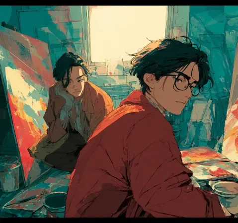 恋爱题材漫画的封面示意，画面以人物互动和柔和色调为主